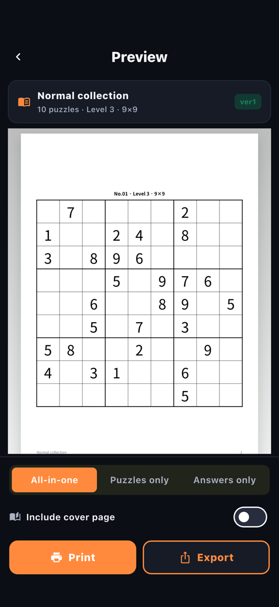 Print or export as an A4 gamebook (Premium)
