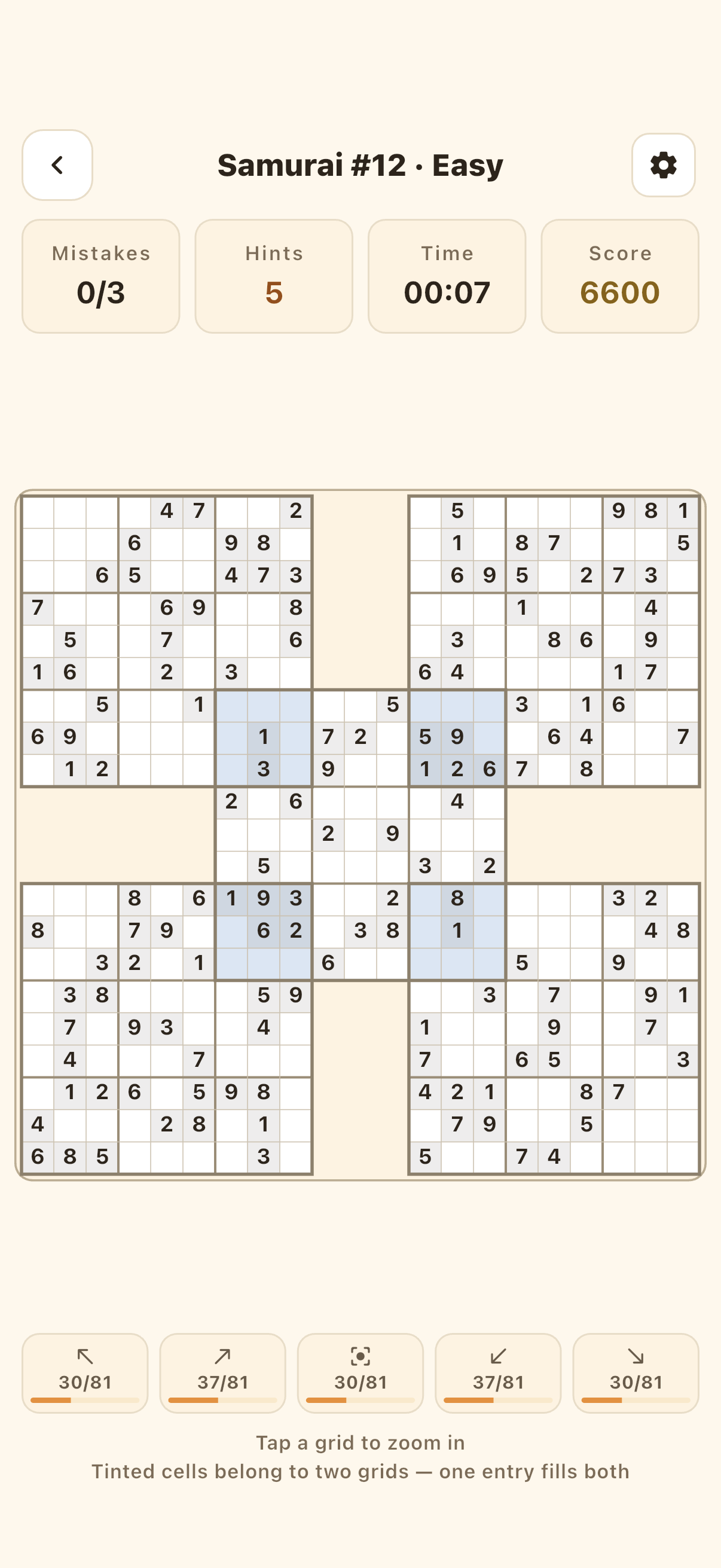 Mandoku The full 21×21 and a zoomed-in view