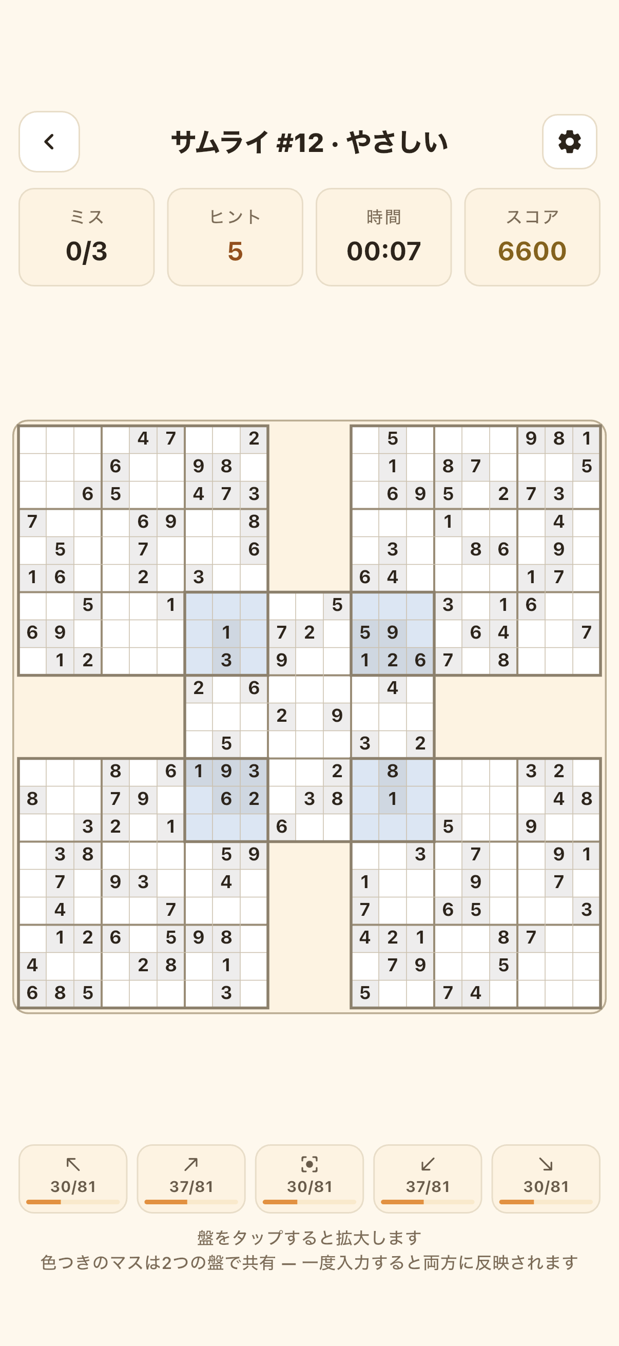マンドク 21×21の全体と拡大画面